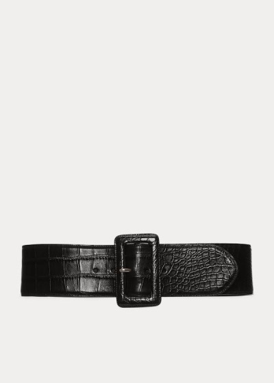 Cinturones Ralph Lauren Mujer Negros - Trench-Buckle Alligator - JHDBI5279